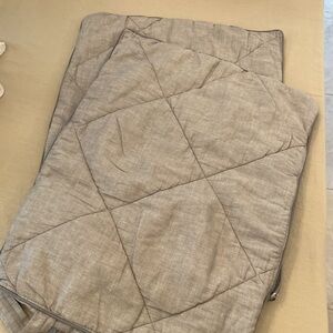 Set  of Two Standard Pottery Barn Quilted Linen, Silk and Cotton Blend Shams